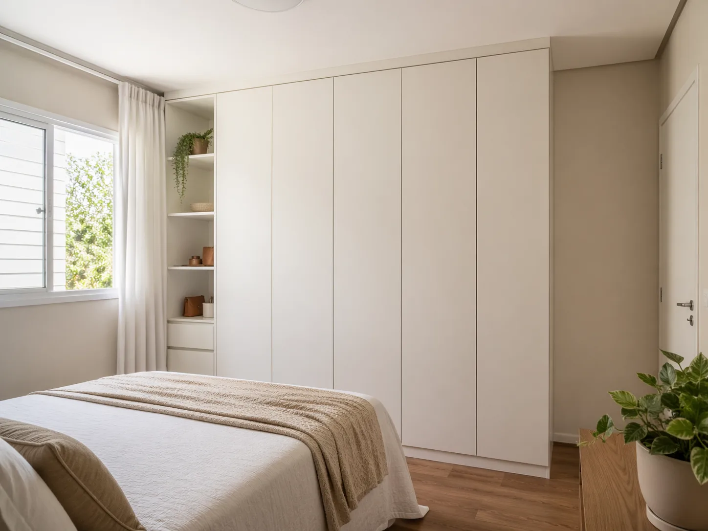 Armários e soluções em MDF branco para quarto