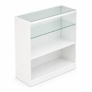 Balcão Gabinete com Vidro na Frente e Tampo de Vidro