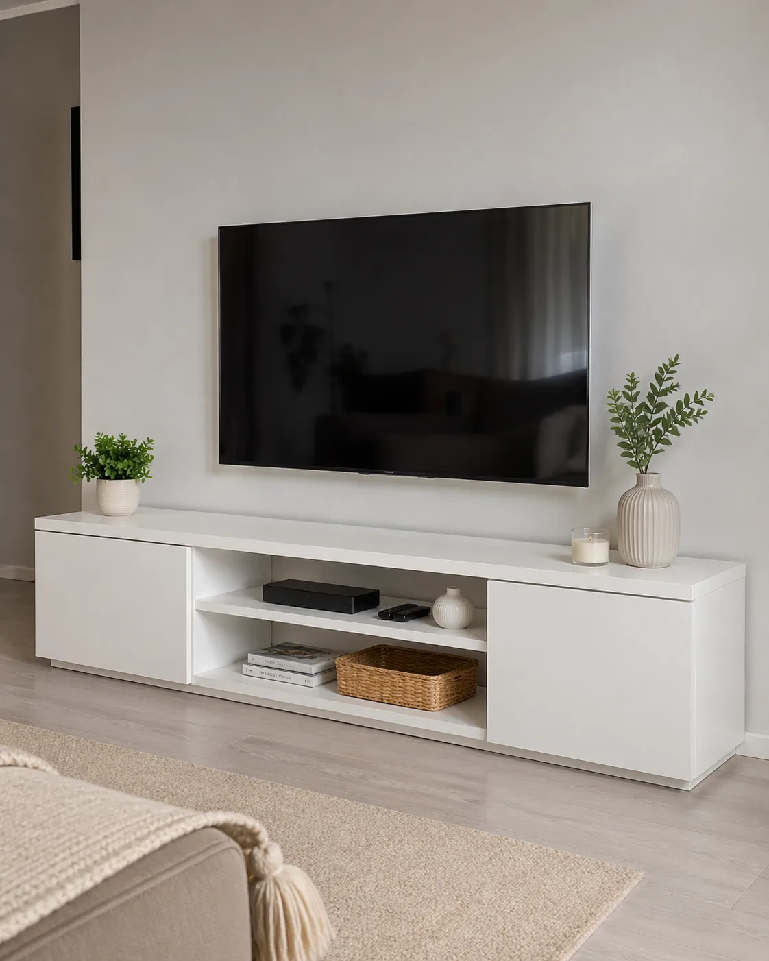 Ambiente residencial com móveis em MDF branco de visual claro e moderno