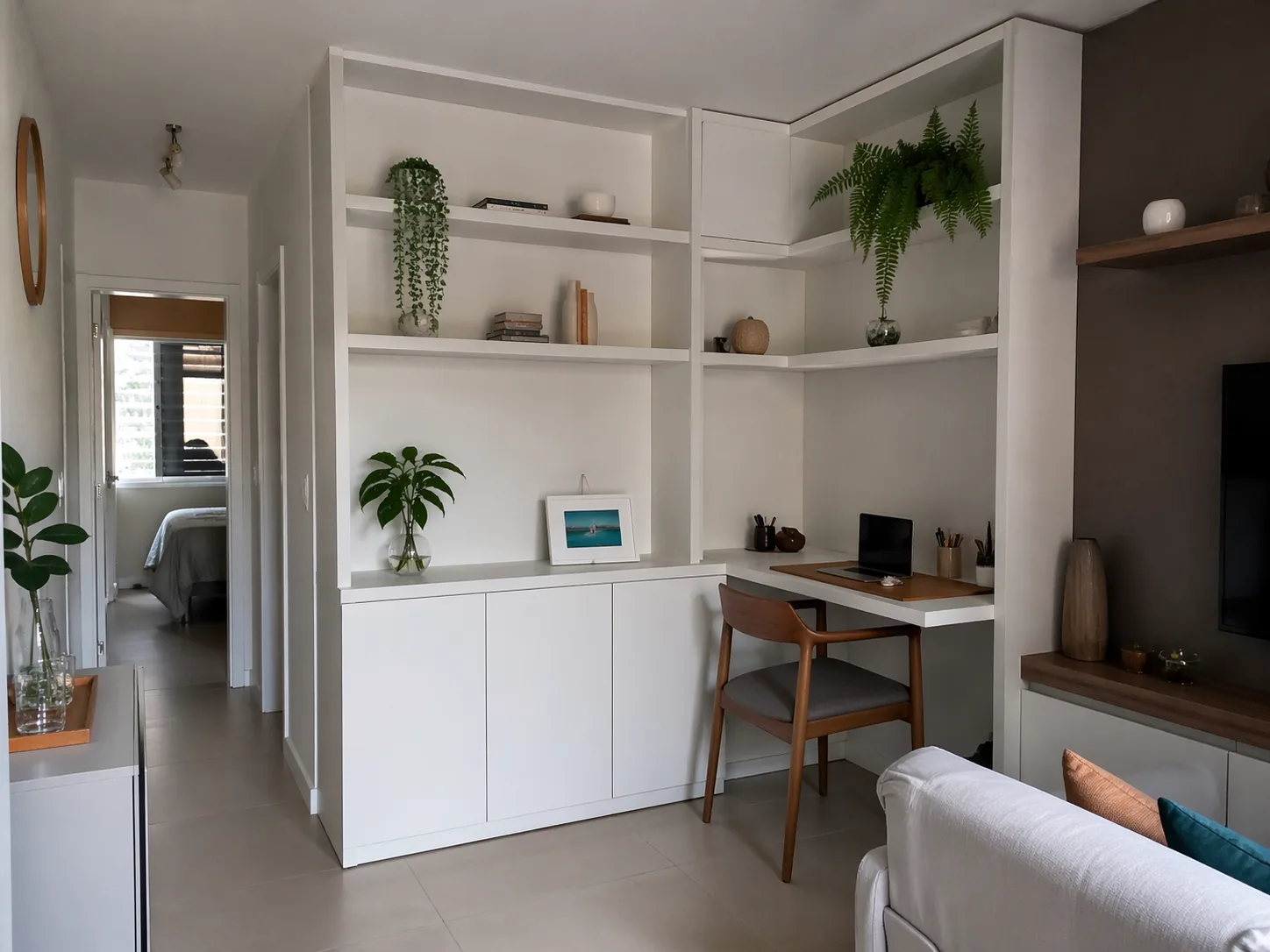 Apoios e aparadores em MDF branco