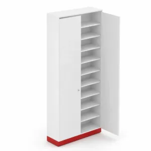 Armário para medicamentos controlados 90x220x30cm branco com base vermelha