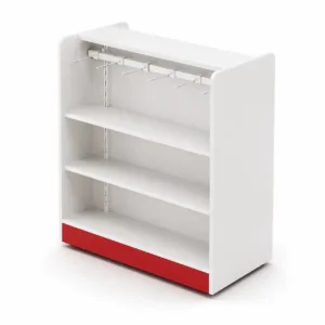 Check stand para farmácia 90x100x55cm branco com base vermelha