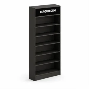 Expositor de maquiagem 90x220x30cm preto com prateleiras