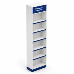Expositor OTC para farmácia 60x220x30cm primeiros socorros