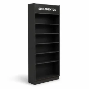 Expositor de suplementos para loja 90x220x30cm preto com prateleiras