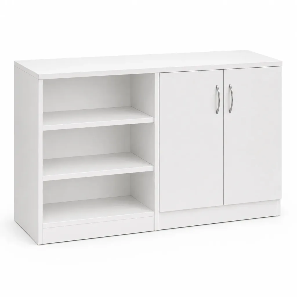 Aparador Branco em MDF com Nichos e 2 Portas 120 cm