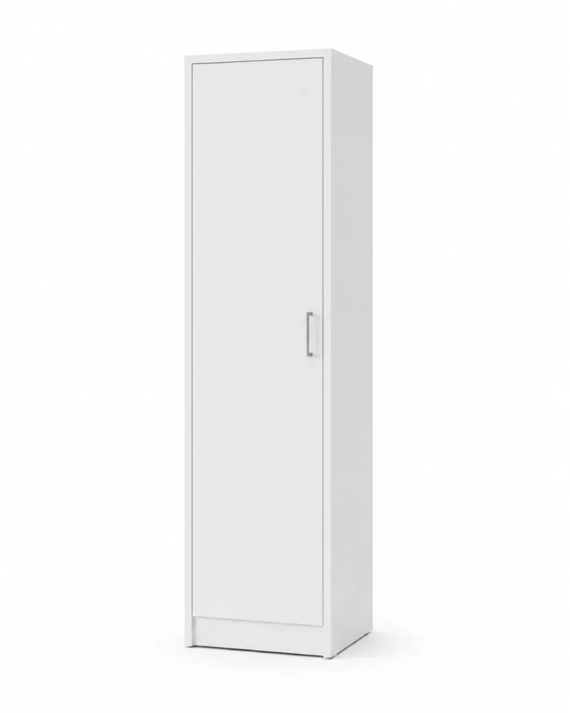 Guarda-Roupa Solteiro Branco 50 cm com 4 Gavetas em MDF