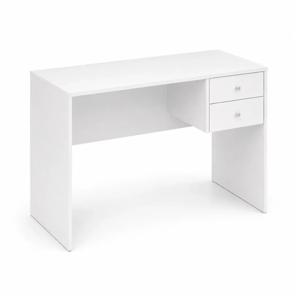 Mesa de Escritório em MDF Branco com 2 Gavetas 150 cm