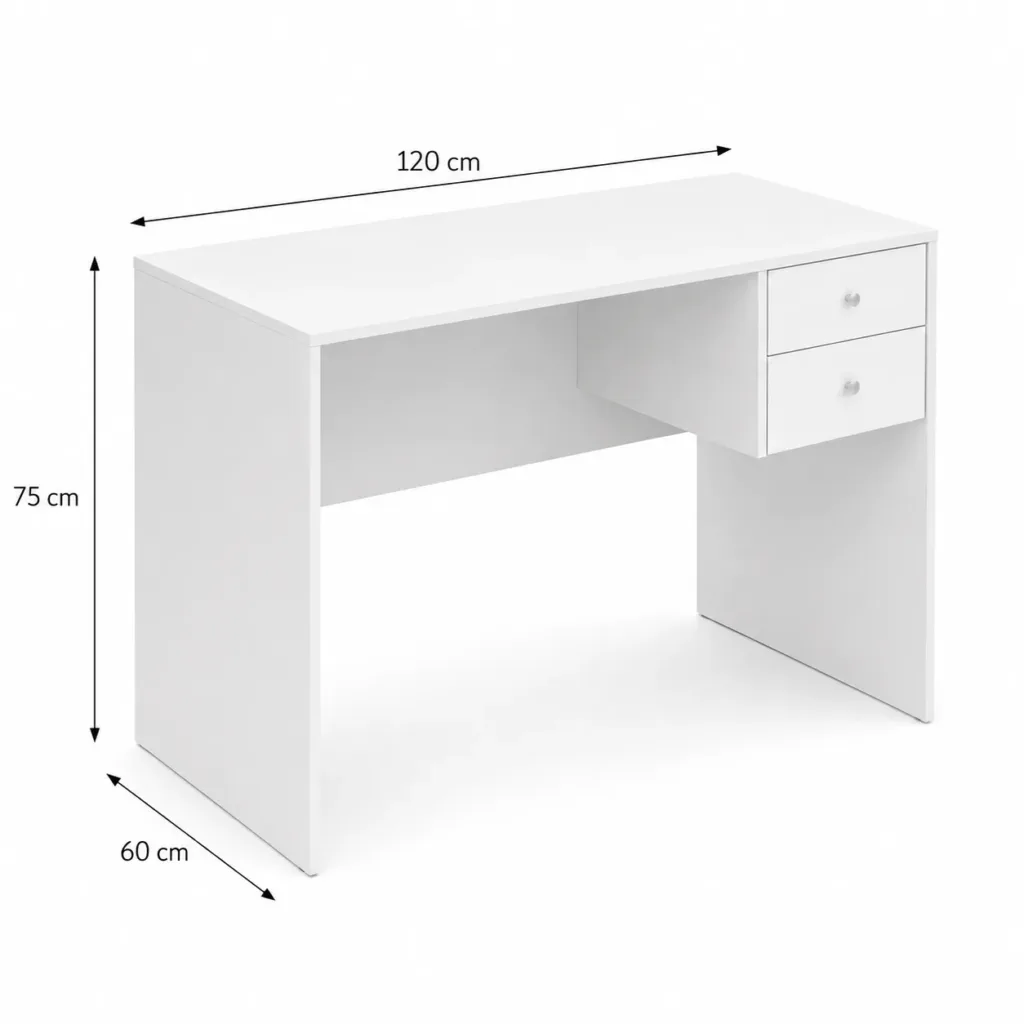 Mesa de Escritório em MDF Branco 120 cm com 2 Gavetas