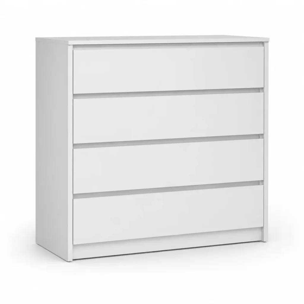 Cômoda Branca em MDF com 4 Gavetas 90 cm