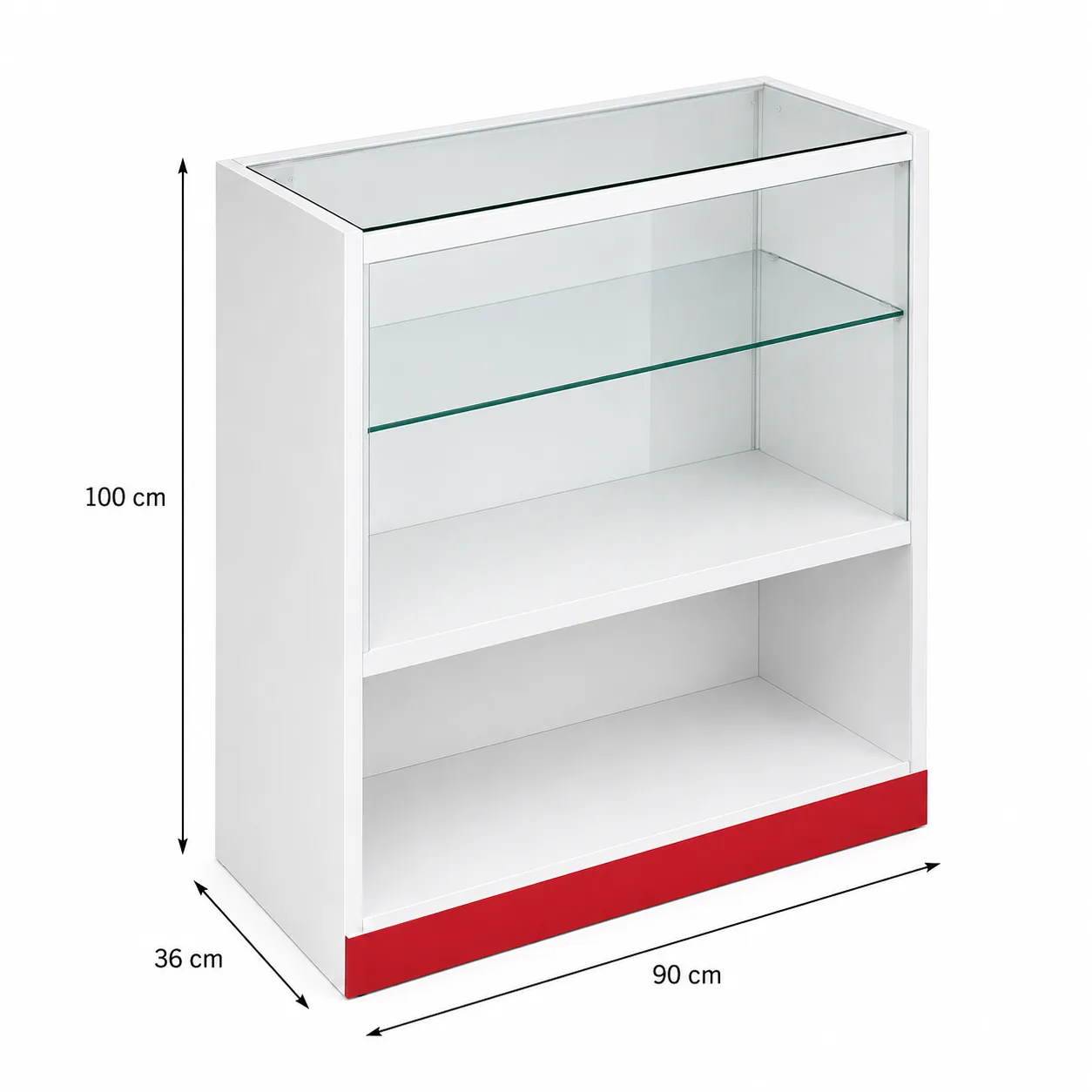 Balcão vitrine de vidro 90 cm largura 100 cm altura e 36 cm profundidade