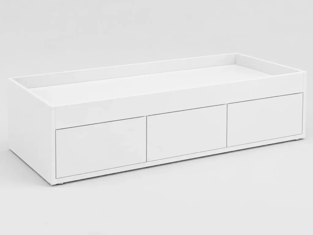 Cama Solteiro com 6 Gavetas 193 cm em MDF Branco