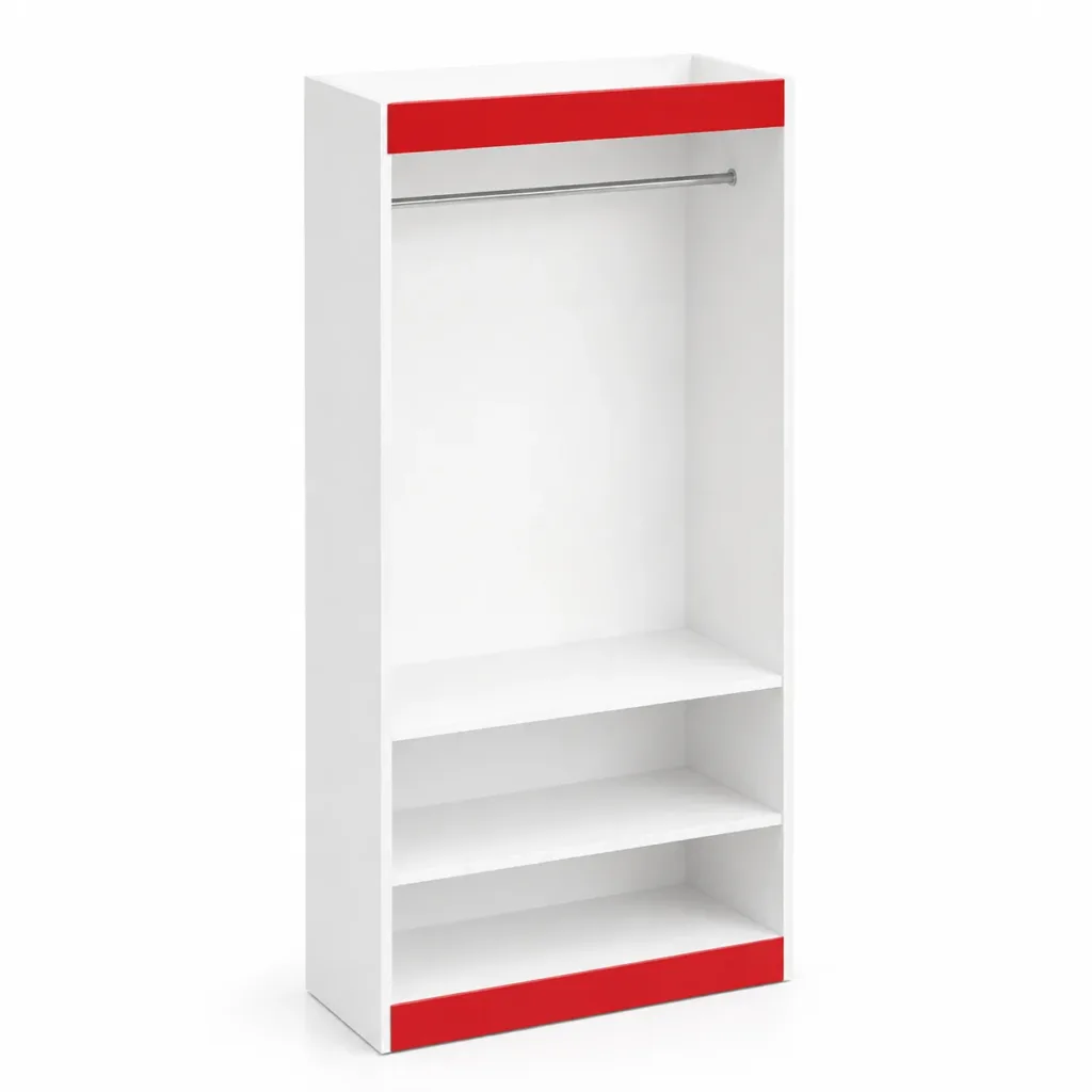 Expositor de Roupas para Loja 90 cm com Cabideiro e Prateleiras em MDF