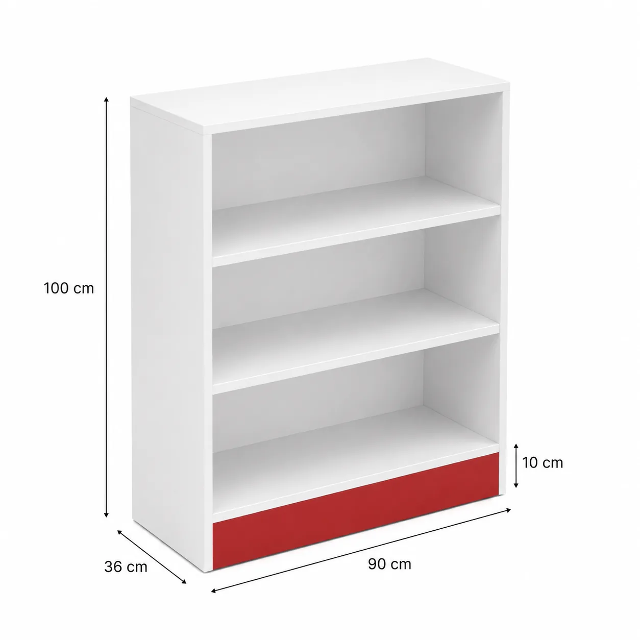 Expositor para Loja 90 cm com 3 Prateleiras em MDF Branco e Vermelho — imagem 2