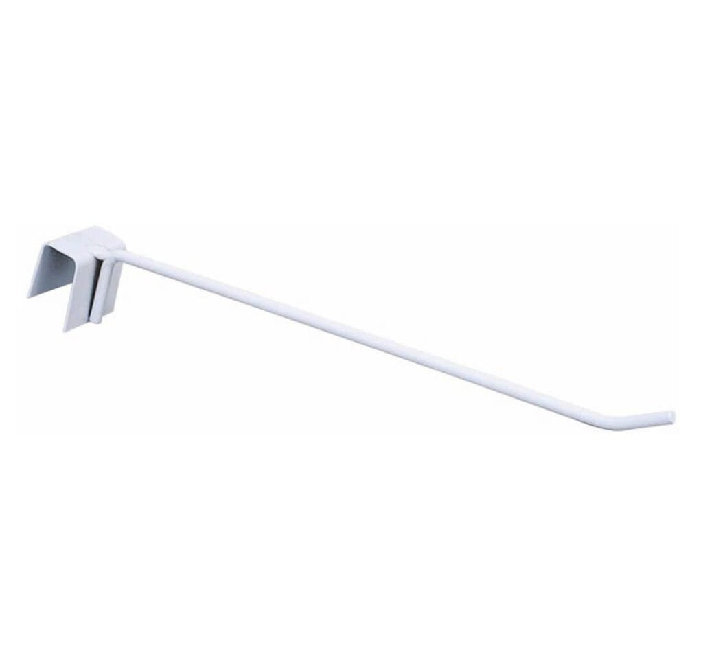Gancho para Farmácia 20 cm para Régua de Cremalheira Metal Branco