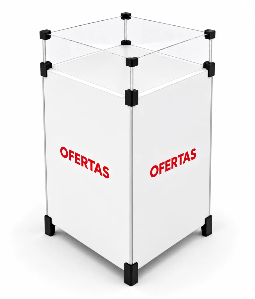 Cesto de Ofertas para Farmácia e Drogaria em MDF 44 x 44 x 85 cm