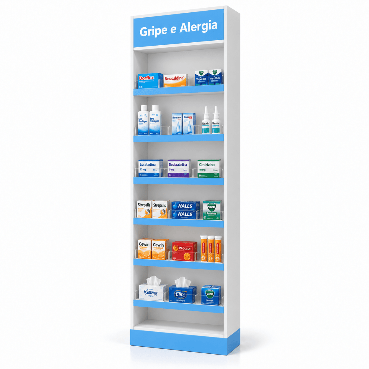 Módulo MIP Gripe e Alergia para farmácia 60 x 30 x 220 cm