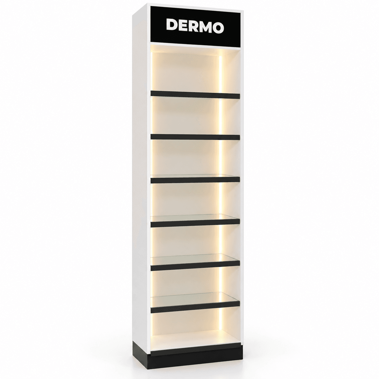 Expositor de Dermocosméticos para Farmácia com Prateleiras de Vidro e LED - vista 8