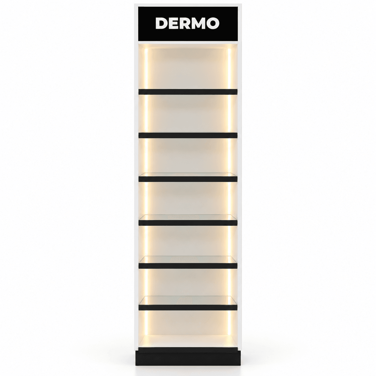 Expositor de Dermocosméticos para Farmácia com Prateleiras de Vidro e LED - vista 7