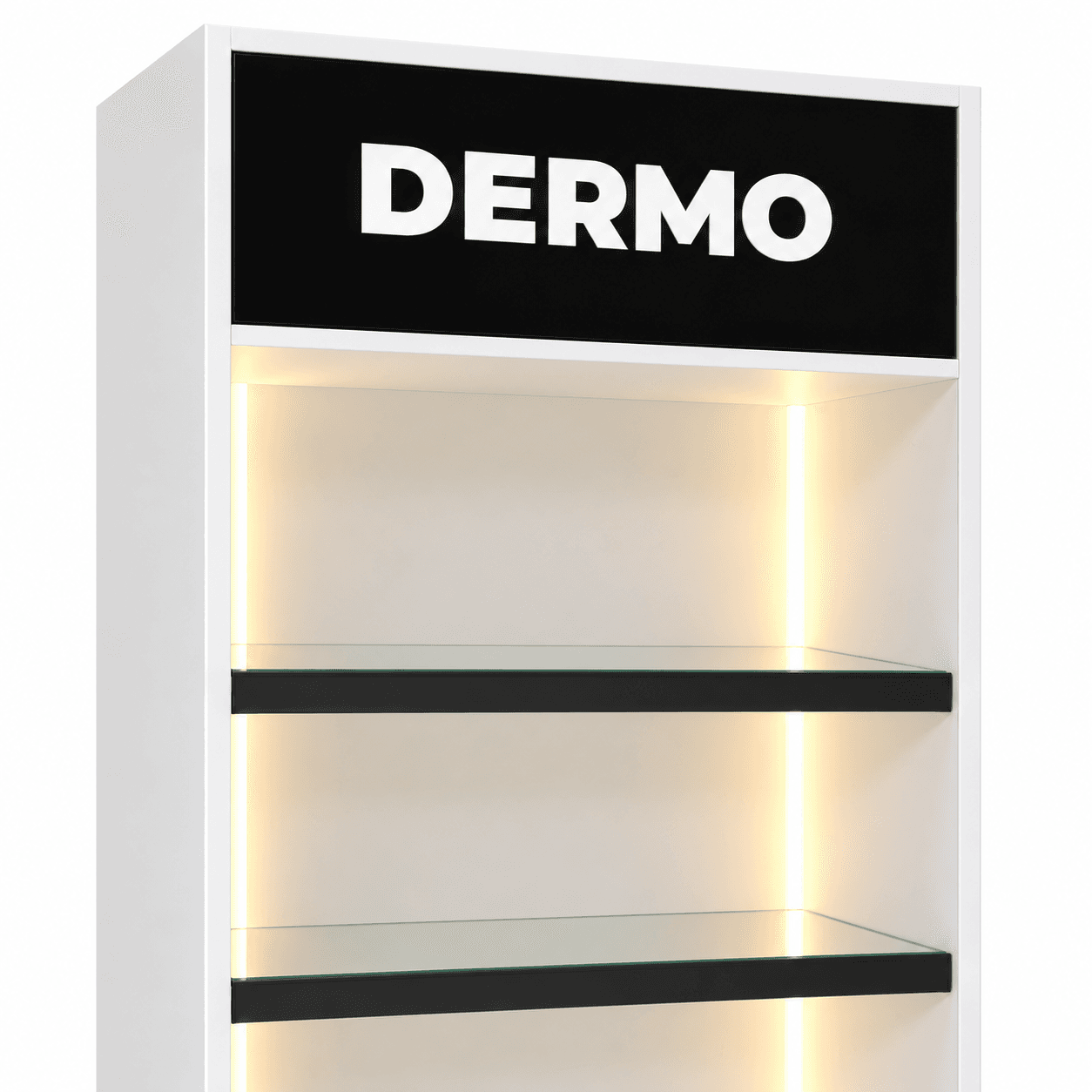 Expositor de Dermocosméticos para Farmácia com Prateleiras de Vidro e LED - vista 5