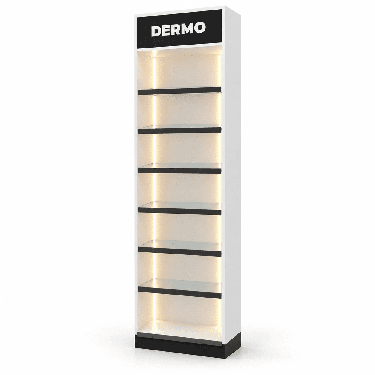 Expositor de Dermocosméticos para Farmácia com Prateleiras de Vidro e LED - foto principal